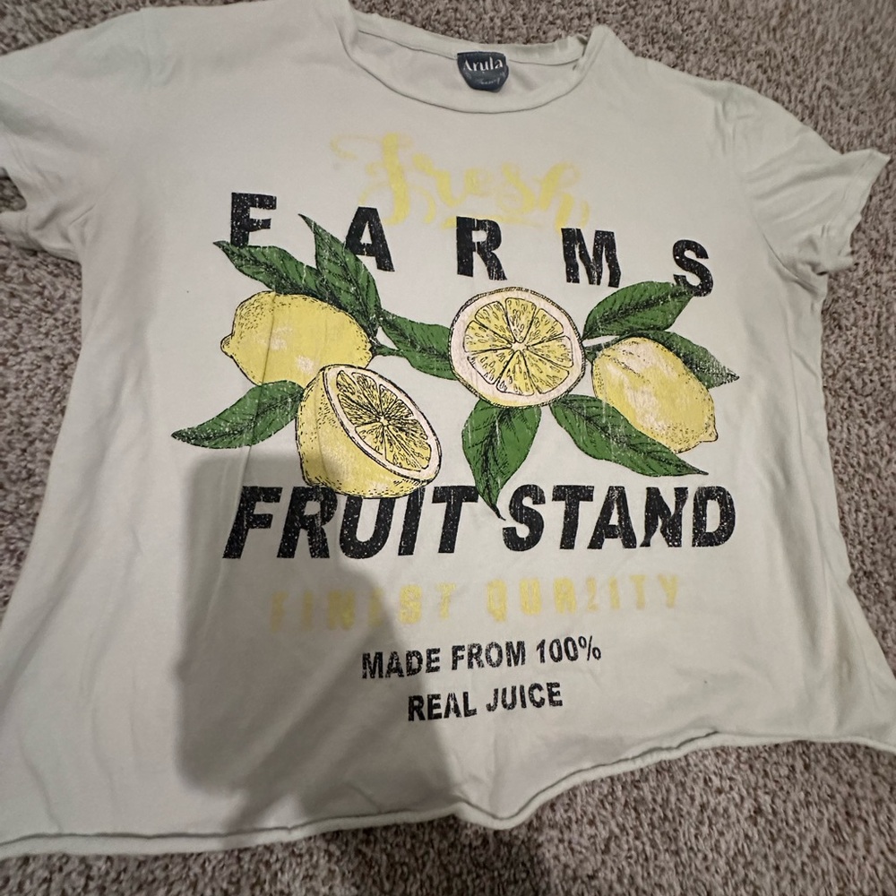 ARULA Fresh Farms Lemon Print White T-Shirt